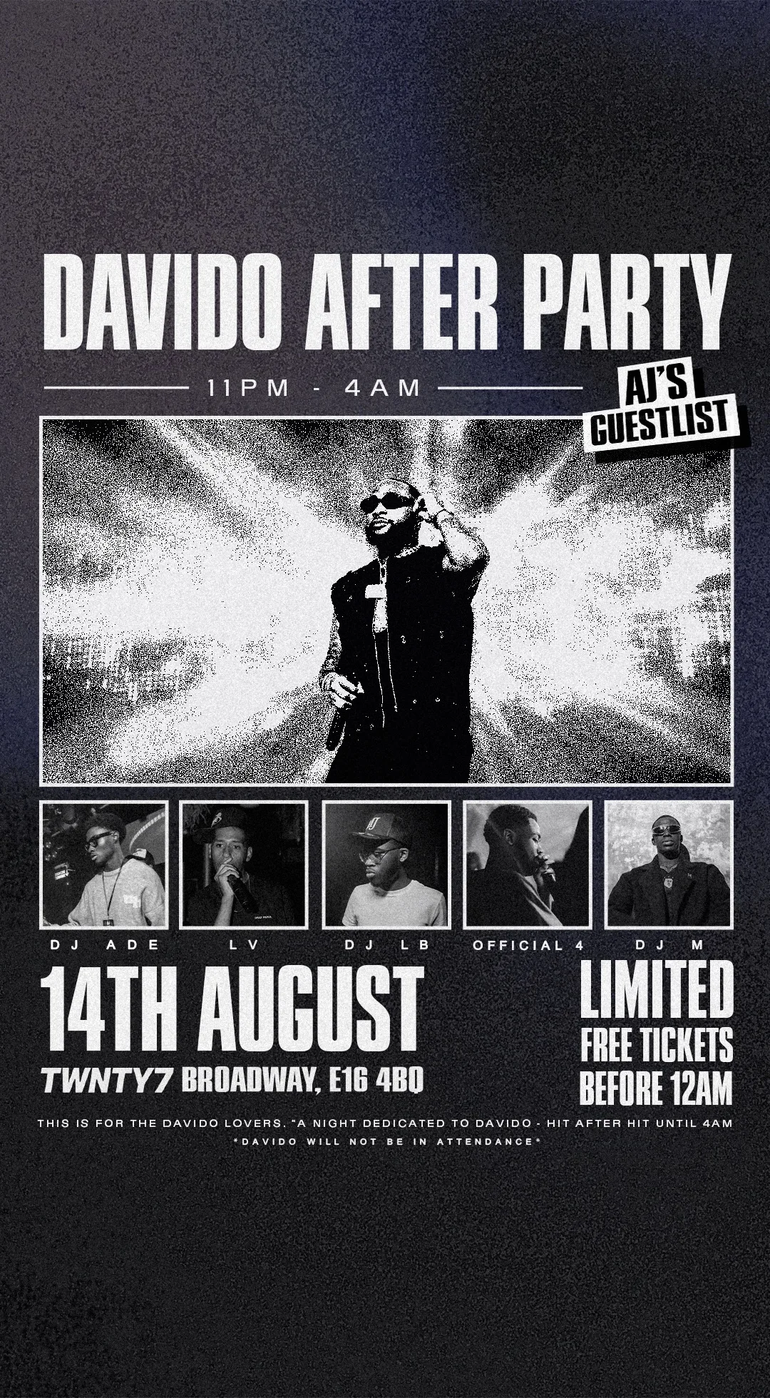 DAVIDO AFTERPARTY: UNAVAILABLE — TWNTY7