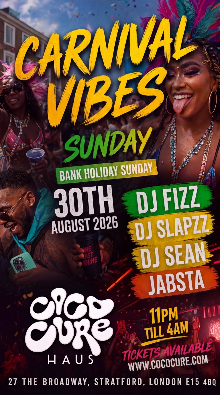 Carnival Vibes Bank Holiday Sunday – Dj Fizz, Slapzz, Jabsta & Sean